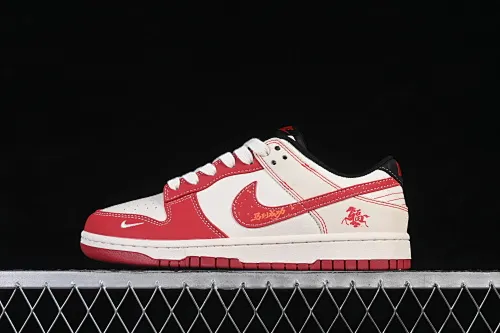 All categories Nk SB Dunk Series Nk SB Dunk Low High-end customized low-top sneakers Nike SB Dunk Low Year of the Horse limited edition off-white red black High-end customized low-top casual skate shoes JJ2508-604